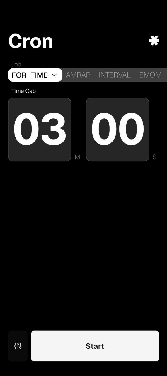Initial view when you open cron