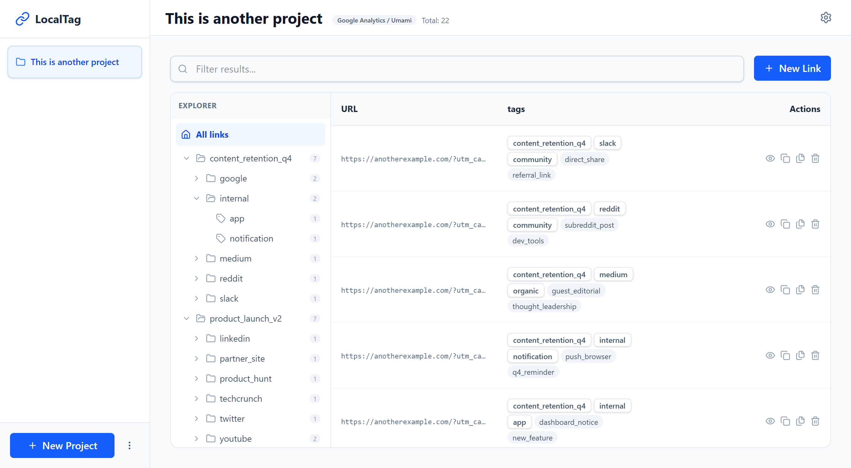 localtag app with a demo project