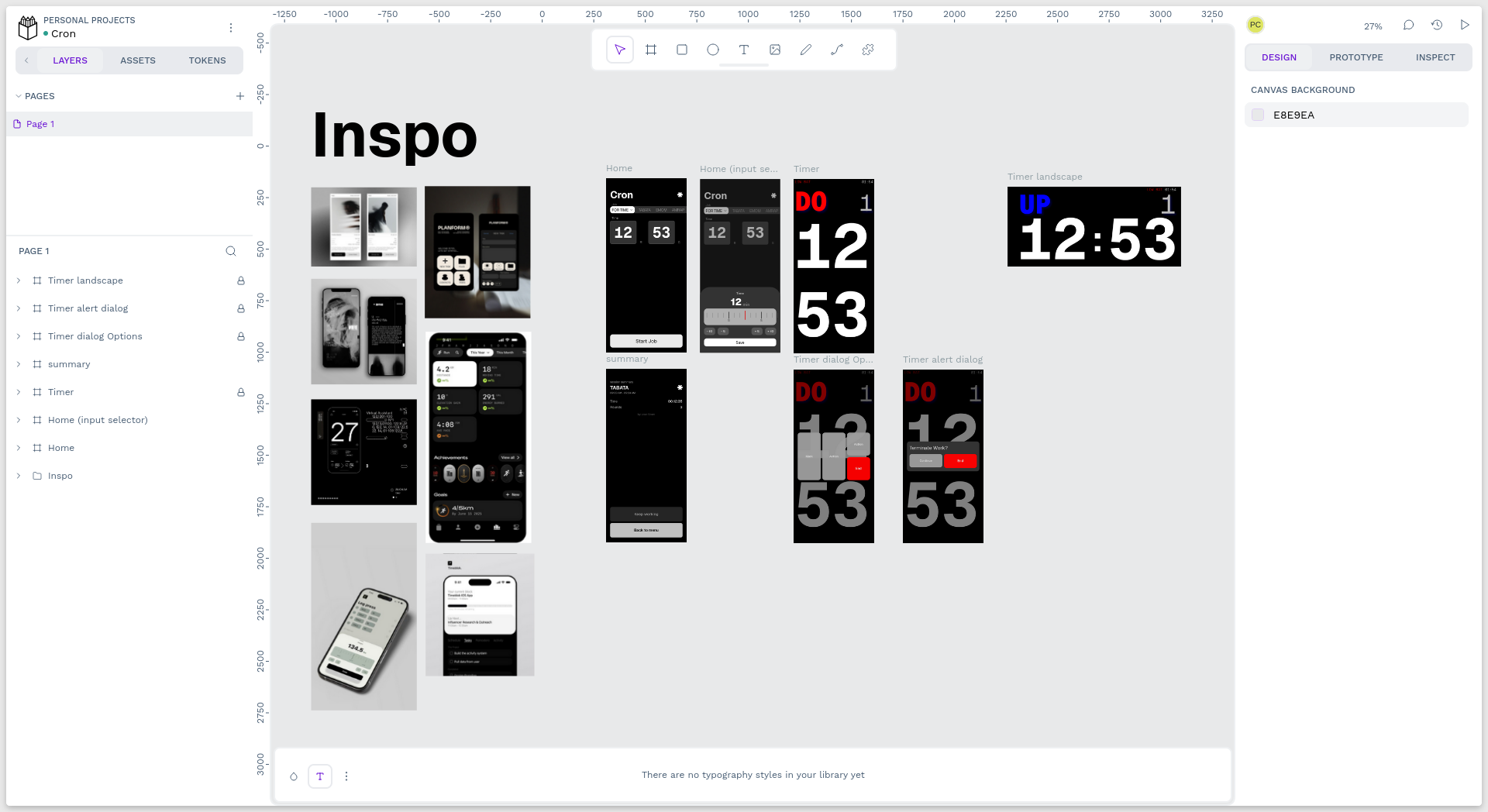 Penpot project with the concepts of Cron UI